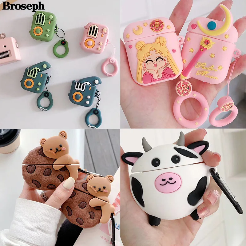 

Чехол для наушников AirPods 2 1, милый мультяшный Мягкий силиконовый чехол для беспроводных Bluetooth наушников, футляр для зарядки Air Pods 2, 1