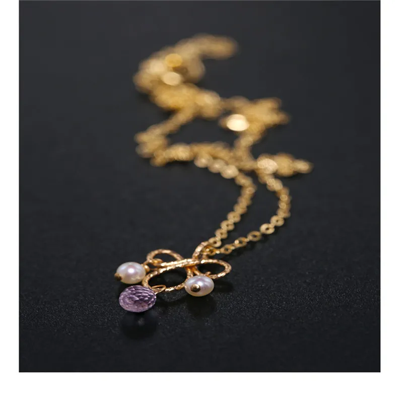 Ожерелье ручной работы DMBS017 ожерелье с граненым аметистом и натуральным