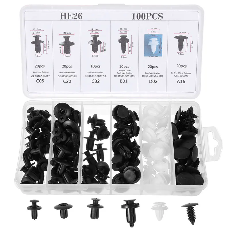 100 шт. автомобильные зажимы аксессуары зажим для крепления пластмассовая