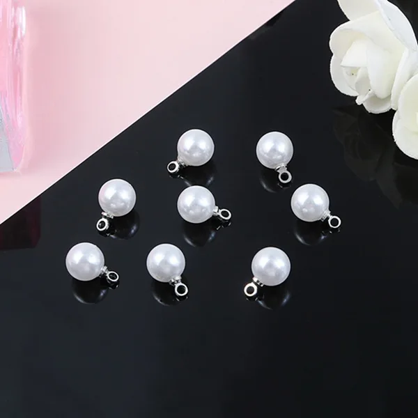 8mm 6/8/10mm 10pcs ABS Pearl Beads Charm for Earring Necklace DIY Jewelry Findings Making Earring Necklace Pendant Accessories - Цвет: 8mm