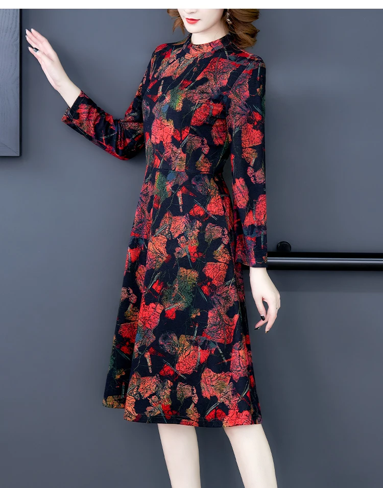 Высококачественное базовое платье с французским винтажным принтом банкетное