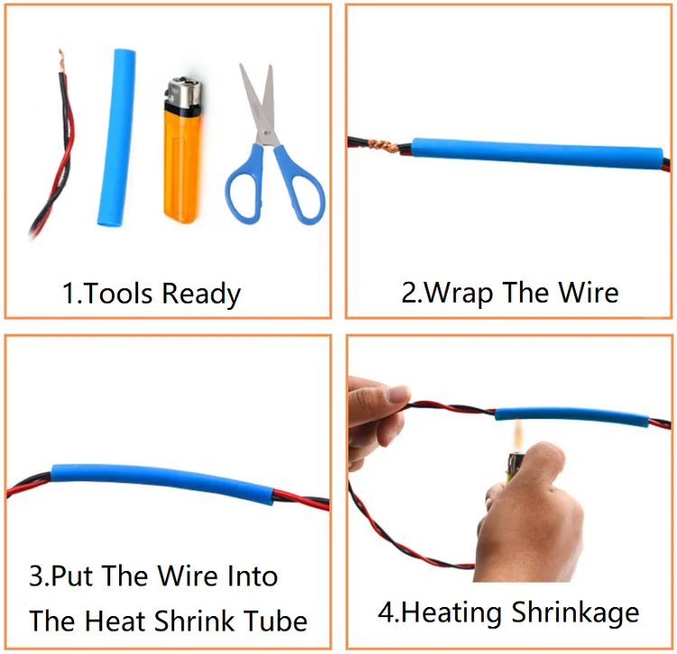 Диаметр 4 мм термоусадочная трубка 4:1 соотношением с двумя стенками толстый клей