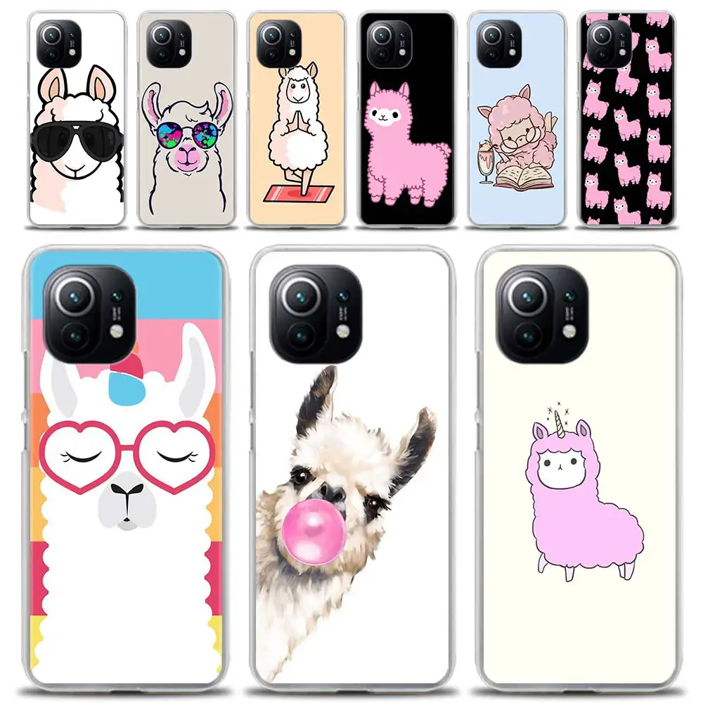 

Phone Case for Xiaomi Poco X3 NFC F3 Mi 11 Hard PC Cover for Redmi Note 9S 9 8 Pro 8T 10 Pro Shell Llama Alpaca Cute Animal