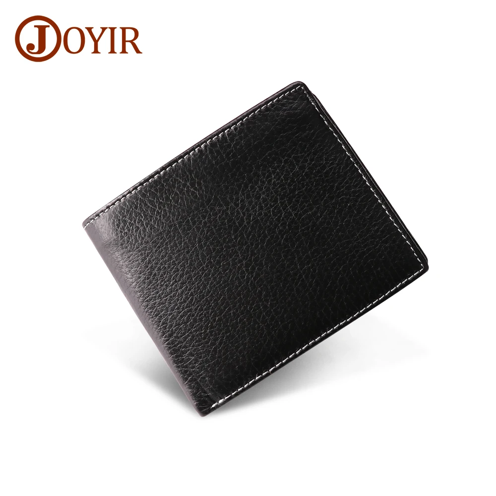 

JOYIR Genuine Leather Men's Business Wallet Men Zipper Rfid Wallet Short Wallet Coin Purse Credit Card Holder Purse Portomonee