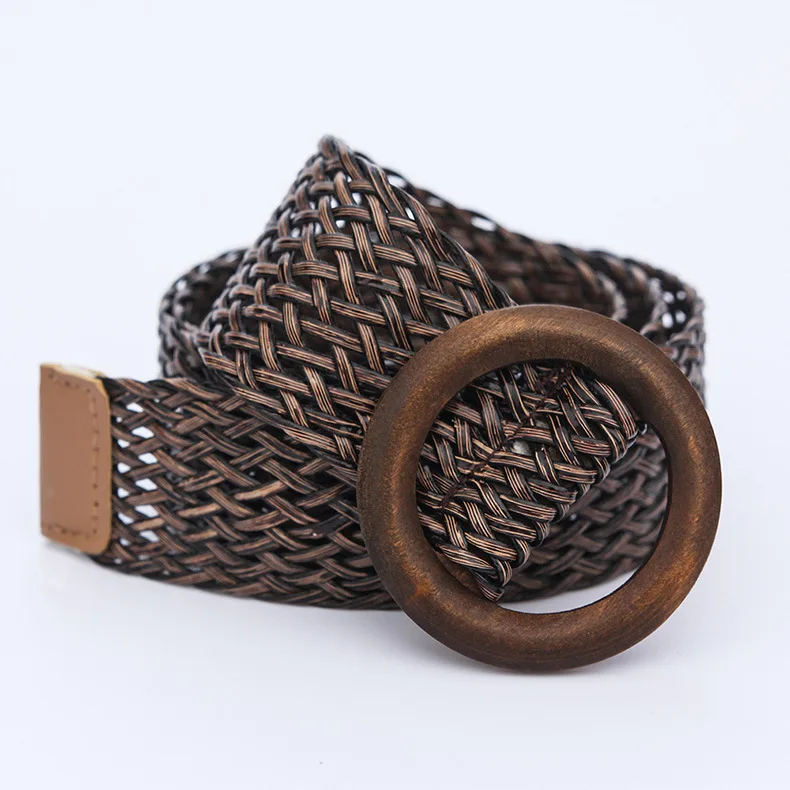 Ремень женский Плетеный в полоску широкий винтажный соломенный пояс с вырезами