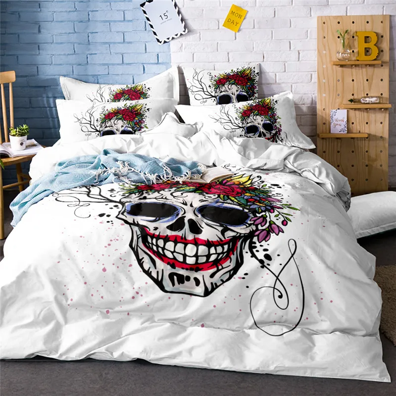 Пододеяльник с 3D рисунком черепа пододеяльник для взрослых и детей 4 предмета