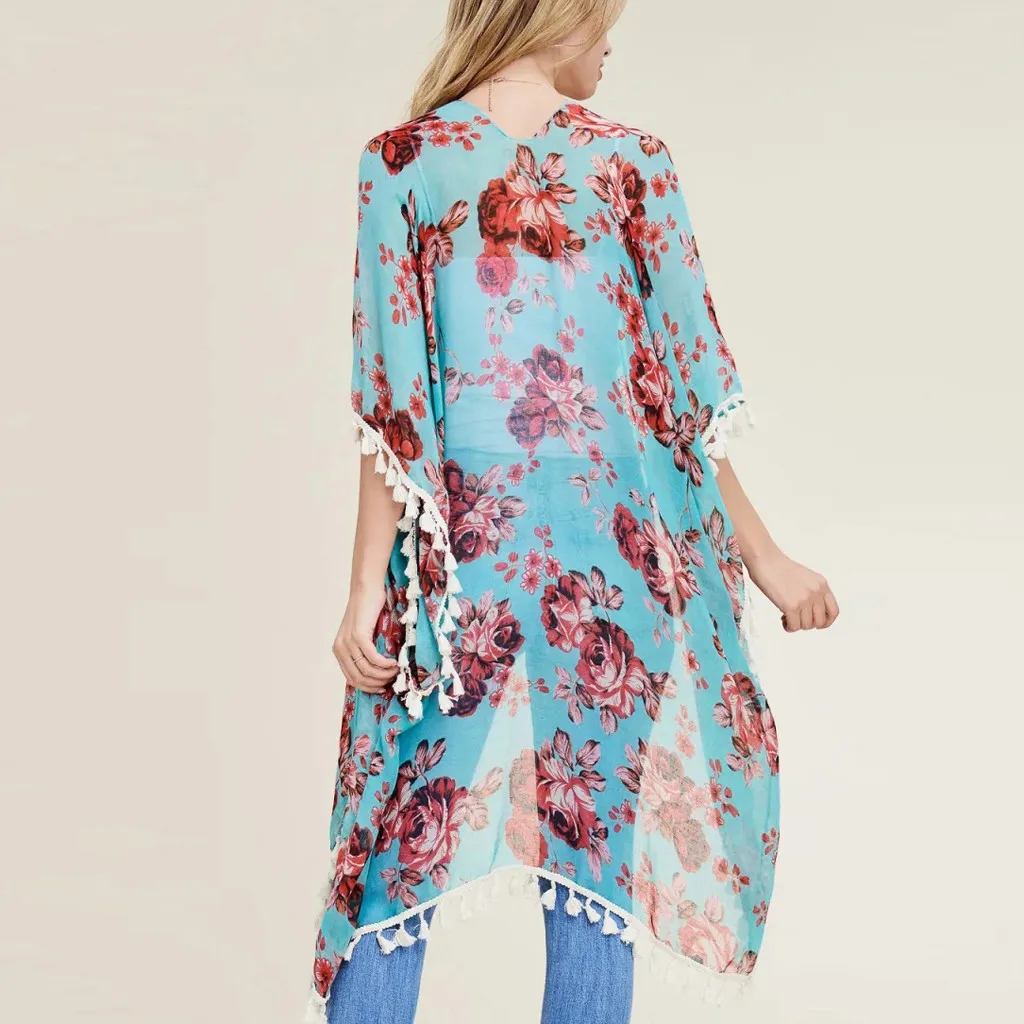 Женский модный шифоновый Повседневный Топ с принтом Свободный кардиган