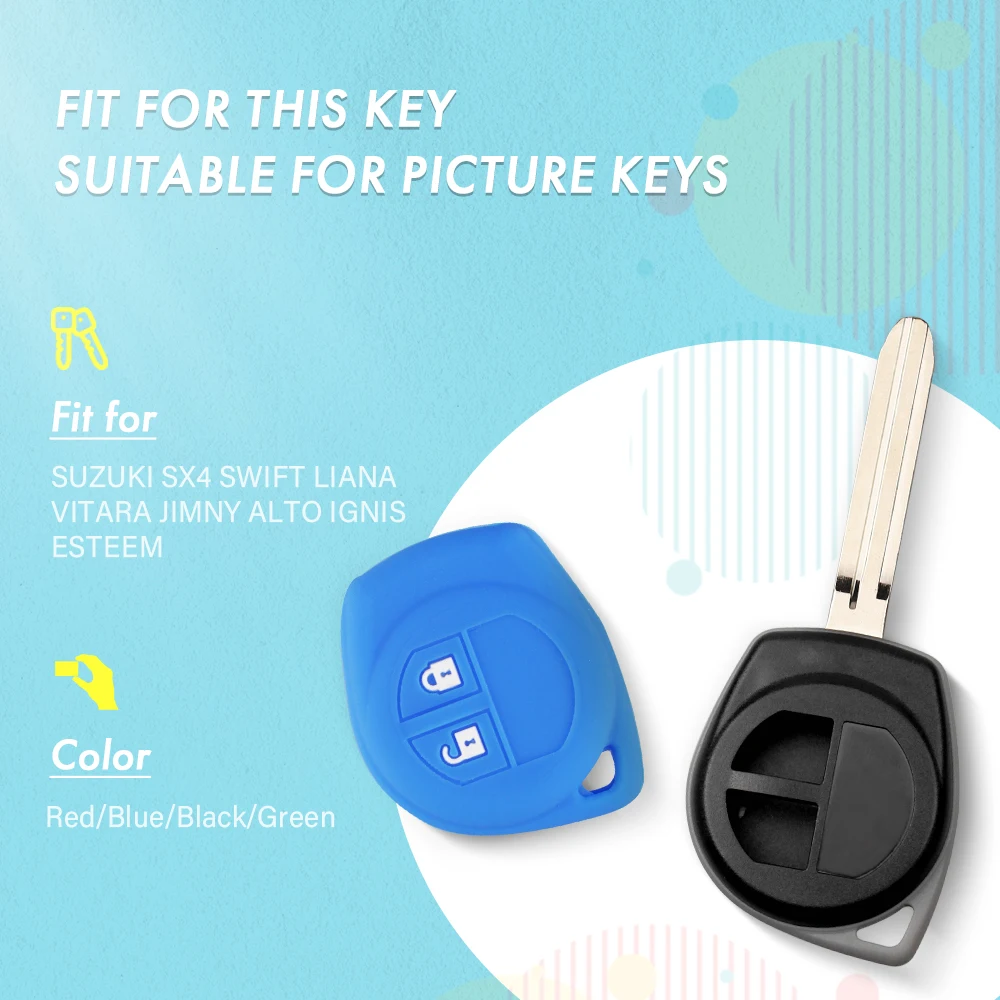 KEYYOU, 2 кнопки, силиконовый резиновый чехол для ключа автомобиля для SUZUKI SX4 SWIFT LIANA VITARA JIMNY ALTO IGNIS estement, чехол для дистанционного ключа