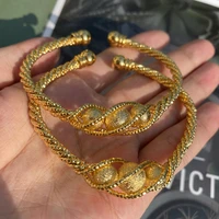 4pcs ethnic gold bead dubai color bracelets for woman 24k copper ball saudi arabic bracelet girls africa bracelets wedding jewel