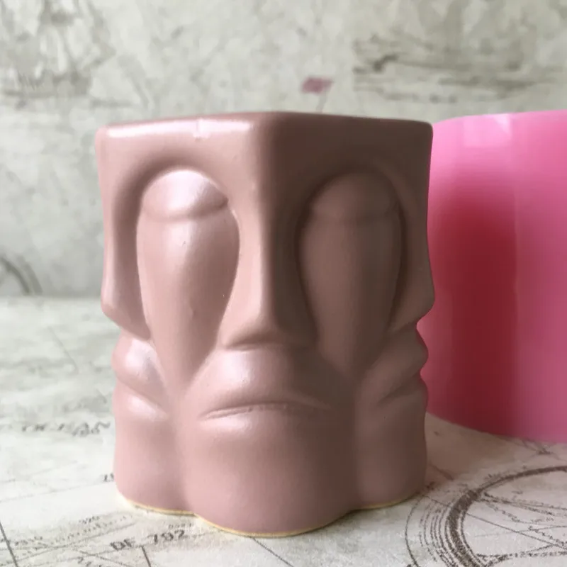 

DIY Clay Cement Silicone Planter Mould 6 Sides 3D Face Concrete Flower Pot Molds