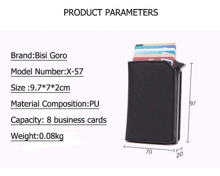 BISI GORO Anti-theft Card Case Carbon Fiber RFID Pop-up Clutch Smart Card Wallet Multifunctional Men Unisex Card Holder