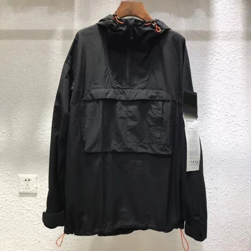 

Techwear Hooded Jackets Men Clothing OutwearGreen Bomber Coat Casual Zipper Pockets Varsity Spring Autumn Windbreaker Tops MA226