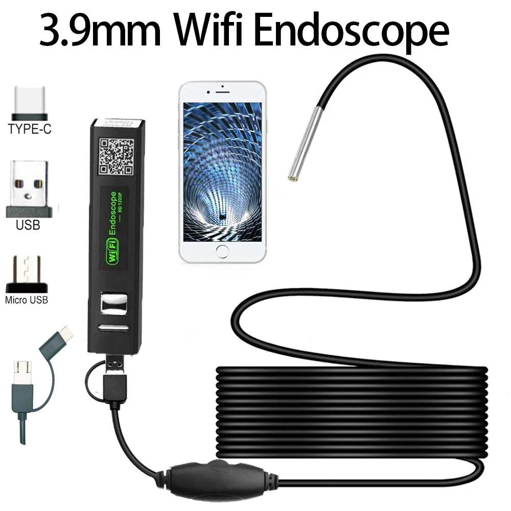 

Wifi Snake Camera 3.9mm Endoscope Wireless Borescope Ip67 Waterproof Car Pipe Inspection Camera for iPhone Huawei Xiaomi Ipad PC