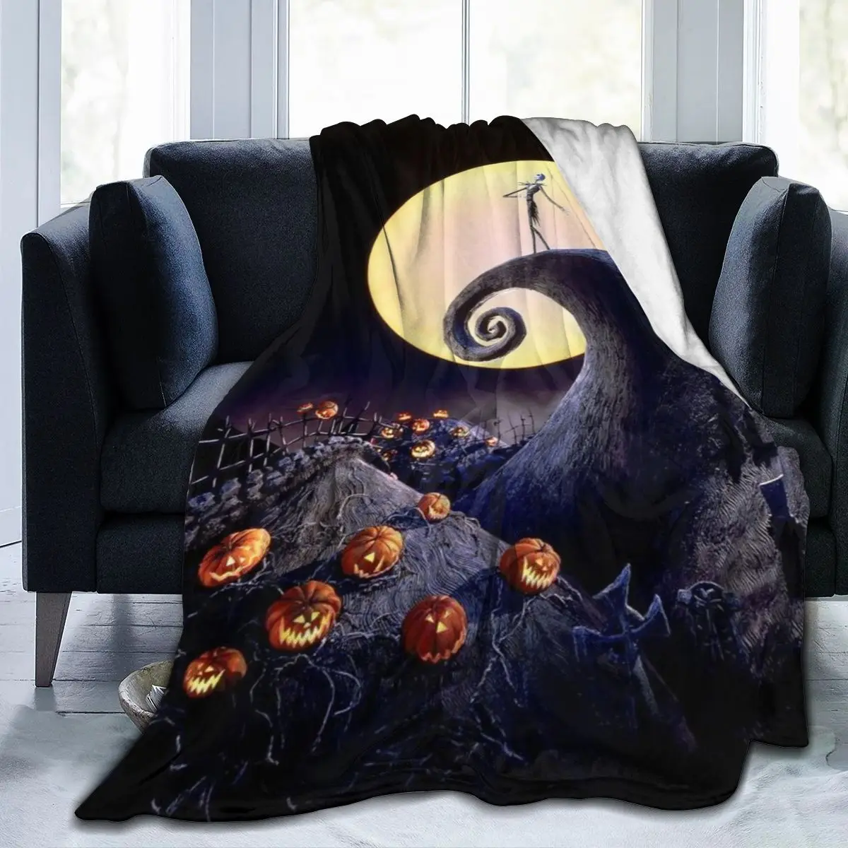 Miglior Coperta Stampata Nightmare Before Christmas Sfondo Coperta Di Flanella Copriletto Morbido Cartone Animato Stampato Copriletto Lenzuola Divano Regalo