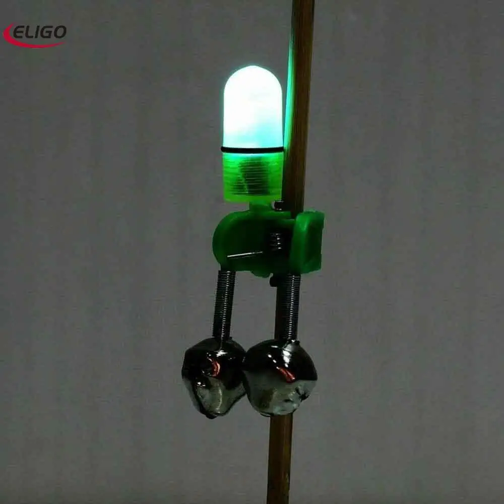 10 шт. светодиодный ночной рыбалки Укус приманки сигнализация 2 колокольчики