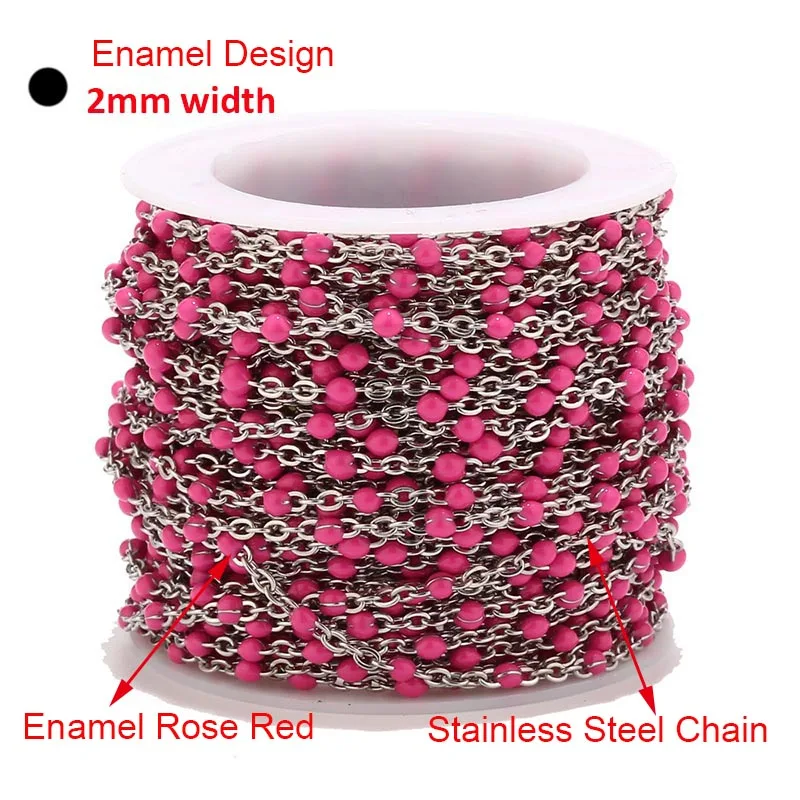 Steel Rose Red 4 метра золотые цепочки из нержавеющей стали для ювелирных изделий DIY эмалированный овальный шар цепочка из бисера для женщин ожерелье Браслеты ножной браслет - Цвет: Steel Rose Red