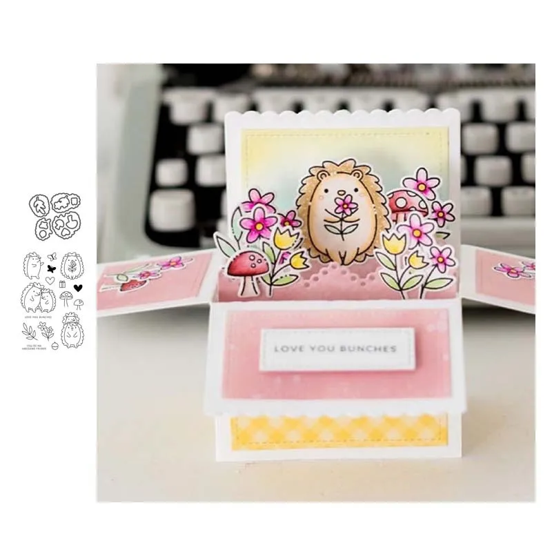 

Reunion Hedgehog Metal Cutting Dies and Stamps Stencil for DIY Scrapbooking photo album Embossing Decorative DIY Paper Cards