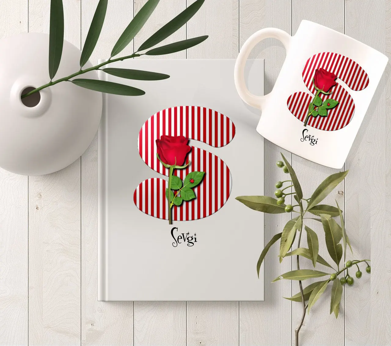 

С персональными буквами дизайн Белый Леджер и кружка подарок Seti-29