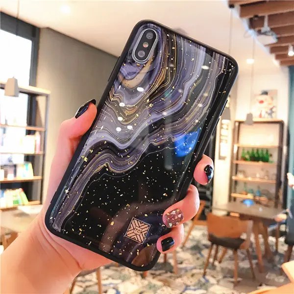 D37 Мраморный чехол для телефона с золотой фольгой для iPhone 11 Pro XS Max XR X 7 8 6 6s Plus, мягкий силиконовый чехол с блестками для iPhone X - Цвет: D37