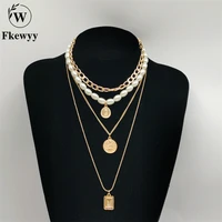 fkewyy gothic necklace for women designer luxury jewelry chain punk accessories pearl necklace luxury jewelry vintage charms