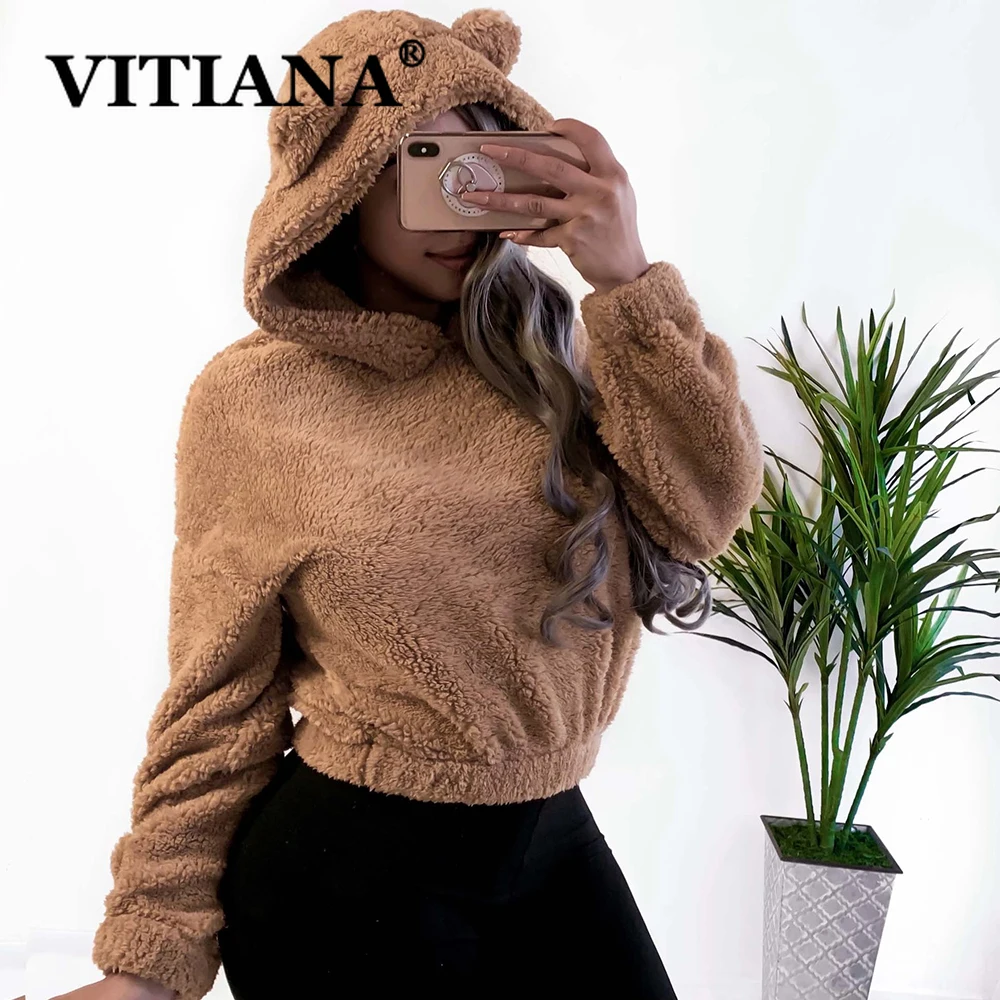 Женское короткое пальто VITIANA повседневное теплое мягкое из искусственного меха
