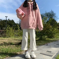 fall womens korean style loose sweatshirt cute printed casual hooded sweatshirt streetwear qn