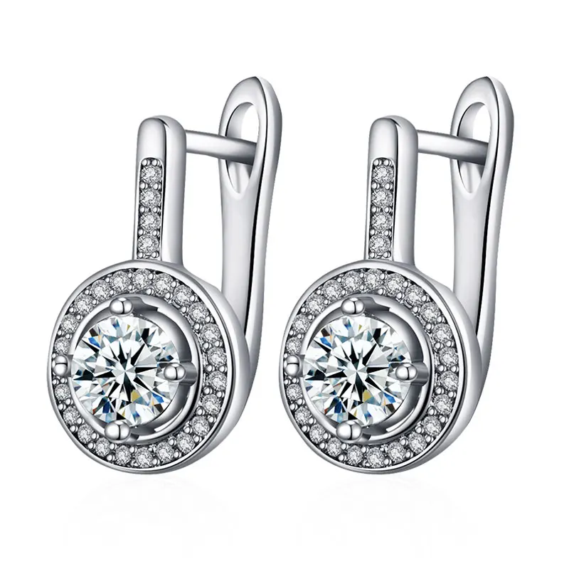 silver MAIKALE, простые круглые серьги-гвоздики для женщин, кубический цирконий, Круглый Циркон CZ, золото, серебро, клипсы, серьги, новые модные ювелирные изделия - Окраска металла: silver