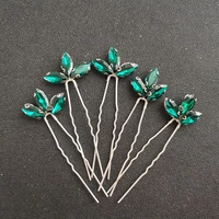 floralbride handmade green color rhinestones crystals bridal hair pin wedding hair sticker women jewelry hair accessories