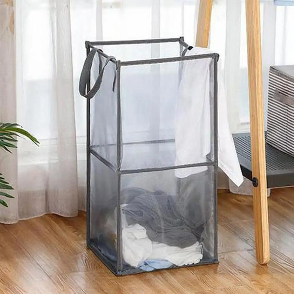

Mesh Foldable Kitchen Laundry Hamper Basket Dirty Clothing Book Laundry Container Storage Bin Underwear Bag Organizer E0O0