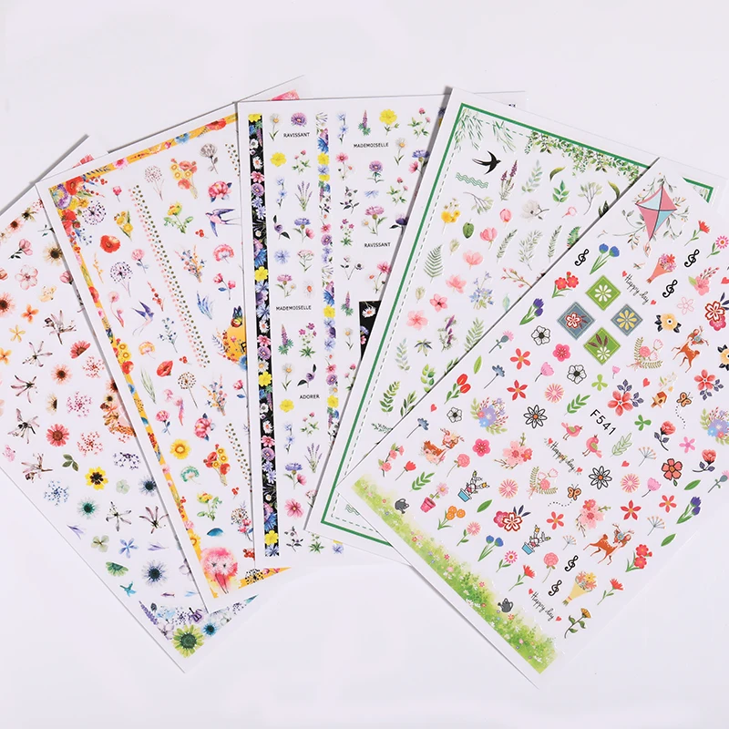 1 лист красочные 3D наклейки для ногтей цветок листья узорами дизайн переводные s