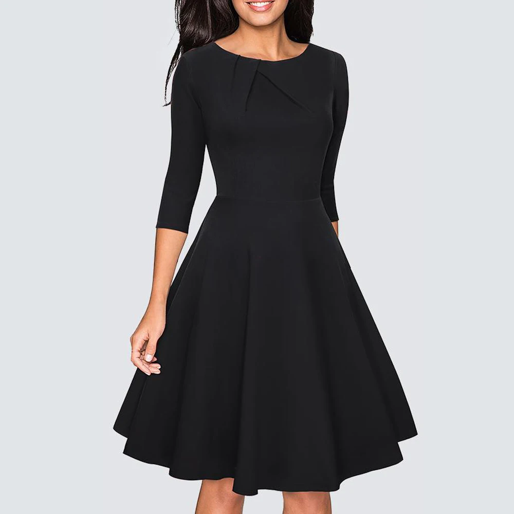 Женское платье трапециевидной формы с драпировкой элегантное черное вечерние со