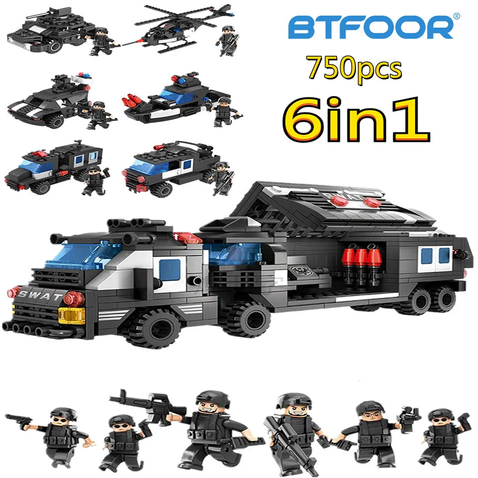 

Micro Diamond City Police Special Forces Military Model Building Blocks SWAT Team Armored Car Ship Weapon Brick Toys Gifts