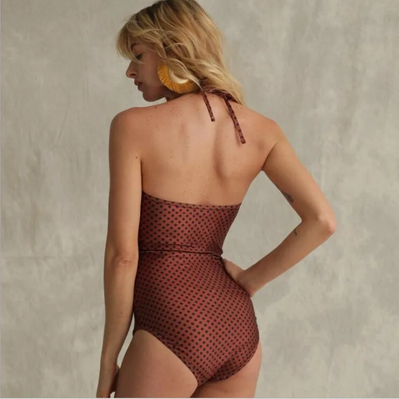 Женский цельный купальник KEENEST монокини с вырезами и оборками летний купальный