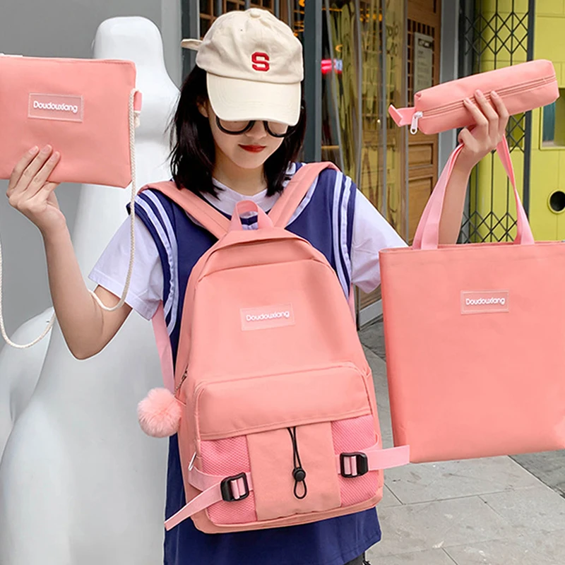 Комплект из 4 предметов женский рюкзак модная нейлоновая сумка на плечо Большая