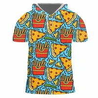 ifpd hoodie t shirt 3d french fries pizza printed summer food graffiti short sleeve harajuku t shirt with cap hip hop streetwear