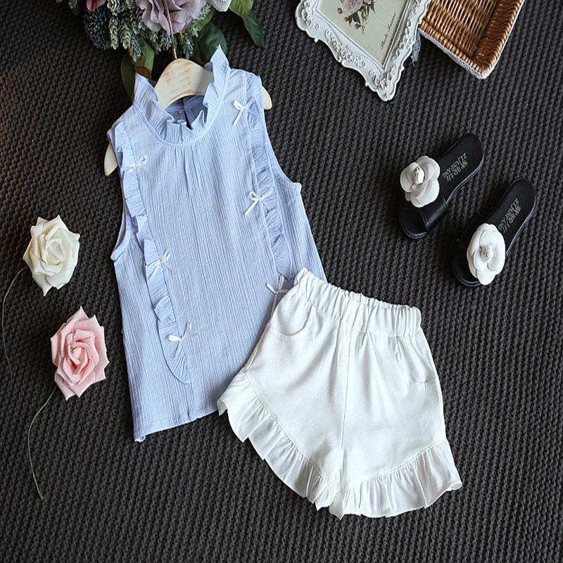 

Baby Girls Clothes Casual Princess Clothing Suits Kids Sleeveless Shirts + Shorts 2PCs Outfits Ropa de Bebe Kids Clothes