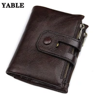winter new real leather zipper wallet multiple card slots wallet mens short wallet
