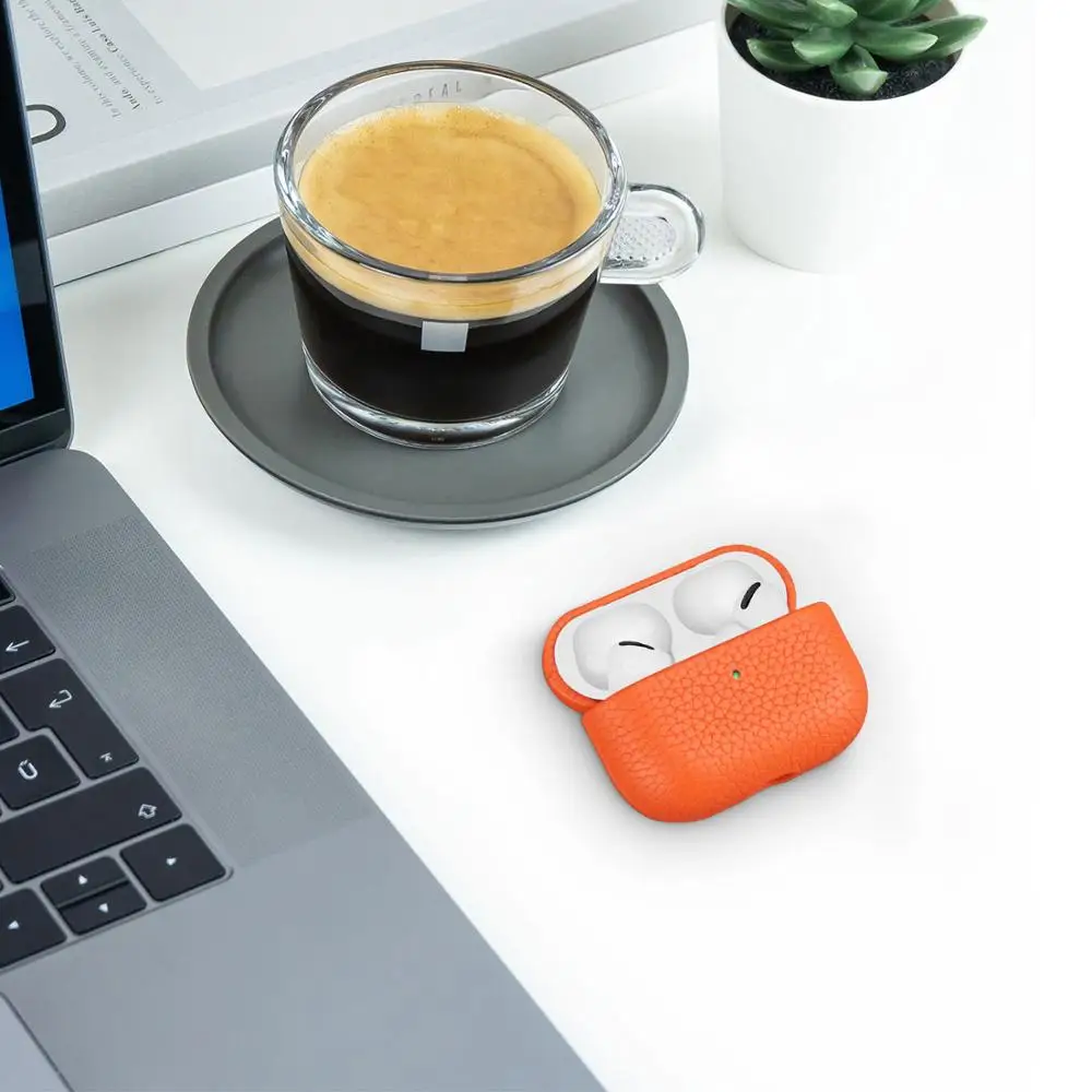 

Bluetooth Earphone Case Genuine Leather Designed for AirPods Pro Full Protection Soft Headphone Protective Cover for airpods 1 2