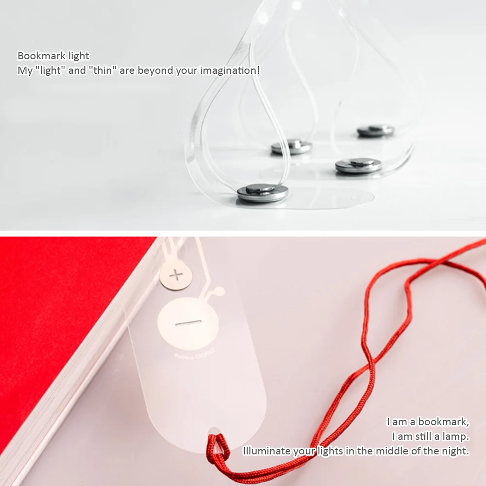 Mini Portable Led Label Book Light Button Battery Bookmark Reading Ultra-thin Pocket Night |
