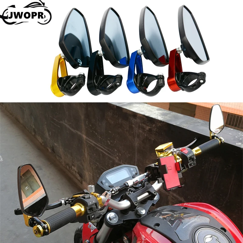 

JWOPR Motorcycle 7/8 Inch 22mm Rod End Side View Mirror Universal Motorcycle Handlebar Rear View Mirror Modification Parts