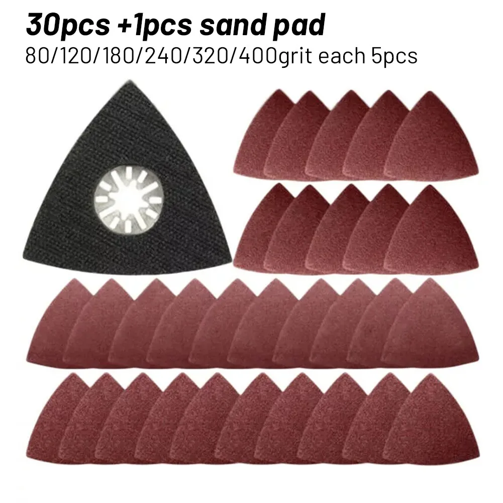 

31Pcs Sanding Paper 80-400Grit 80mm Aluminium Oxide Durable Hook & Loop