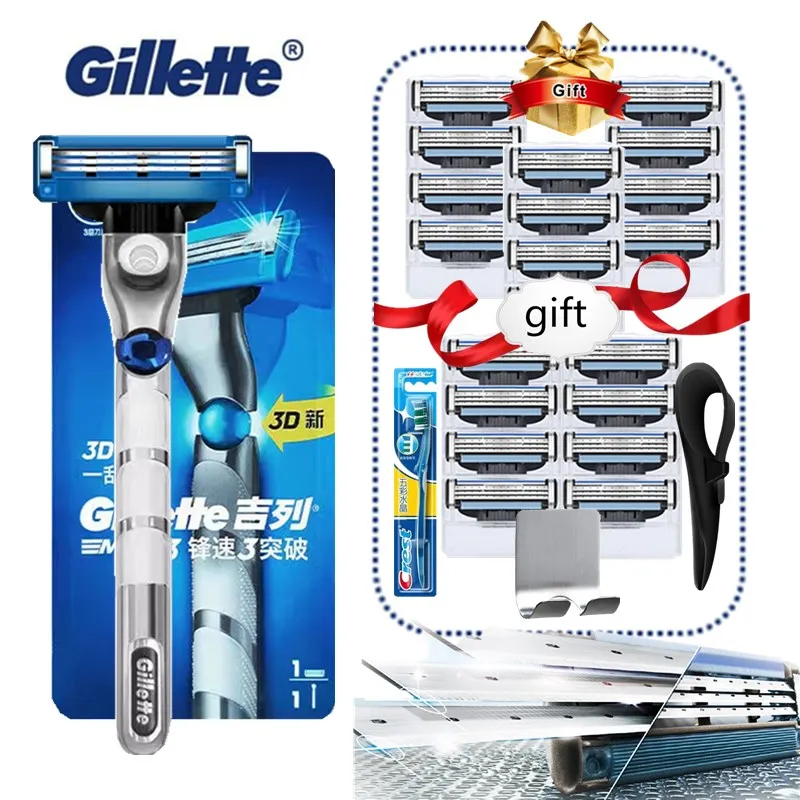

Gillette Mach 3 Turbo 3D Razors Men Shaver Blade Cassettes for Shaving Replacebale Blade Machine for Shaving Blade Travel Set