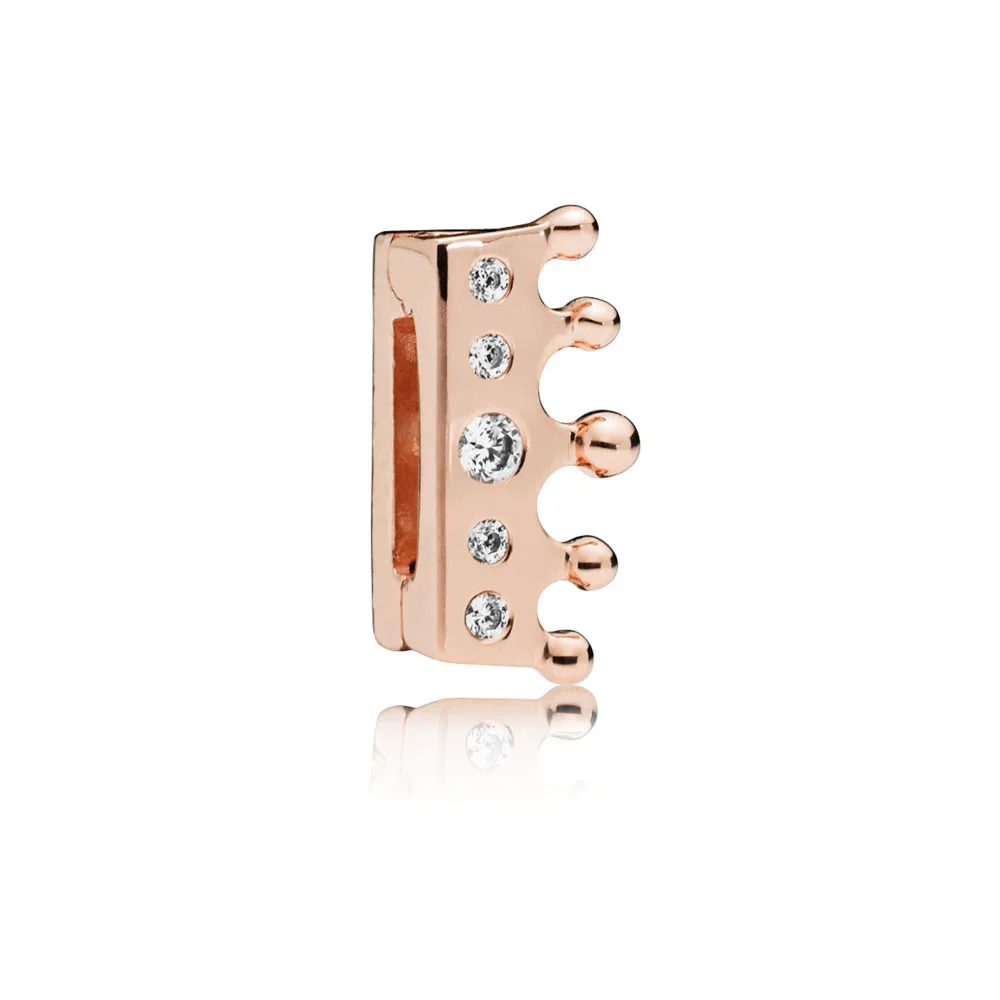 

925 Sterling Silver Reflections Clip Charms Round Crystal With Crown Heart Beads For Women 925 Original Pandora Bracelets