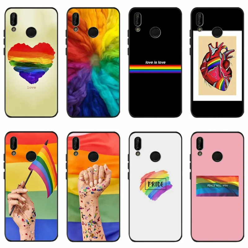 LGBTQ heart LGBT love is Love черный силиконовый мягкий чехол для телефона Huawei P40 P30 P20 P10 P9 Lite Pro