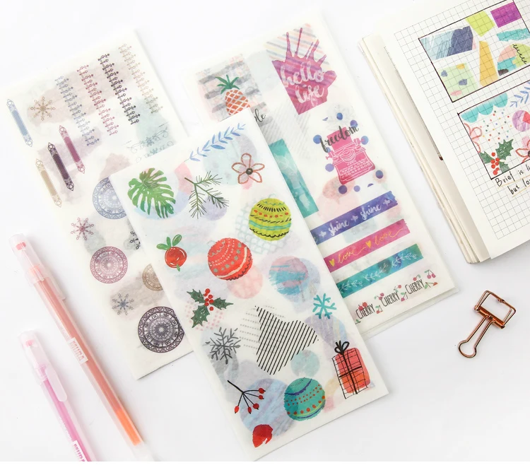 Mr. paper 24 дизайна 4 шт./лот на основе Sketchbook Deco Наклейки из бумаги васи Скрапбукинг пули журнал популярный деко постельное белье наклейки