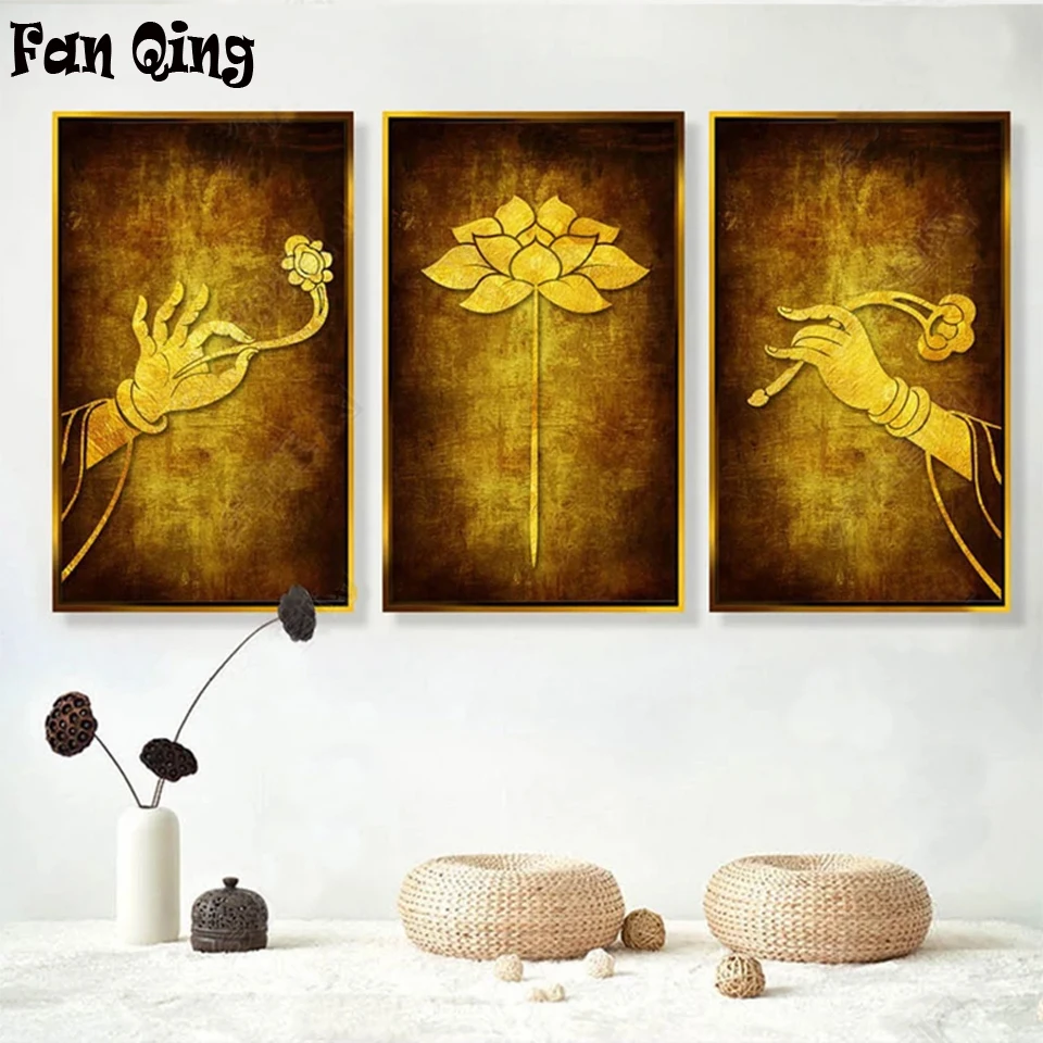 

Алмазная 5d картина «сделай сам», вышивка крестиком Будды, лотоса, круглая квадратная Алмазная вышивка, картины для украшения дома