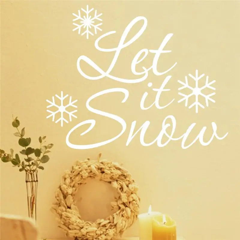 Let It Snow снежинки Наклейки на стены для магазина домашний Декор Diy оконная наклейка