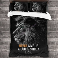 animal motivation never give up a cub is still a lion bedding set duvet cover pillowcases comforter bedding sets bedclothes