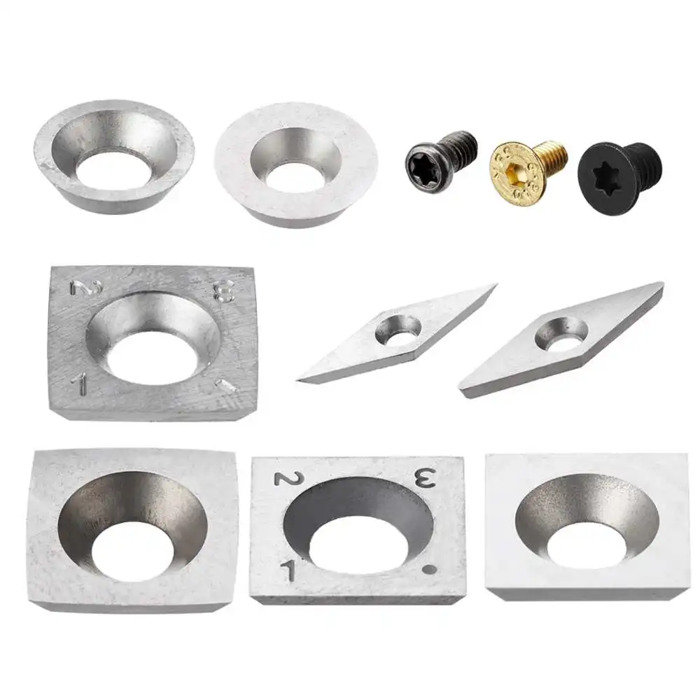 

10Pcs/Set Wood Carbide Insert Cutters Screws DIY Wood Turning Tool Woodworking Lathe Tools