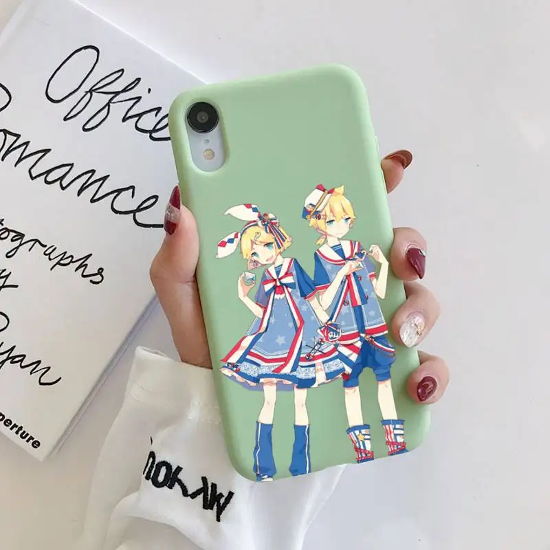 

vocaloid rin kagamine Silicone Phone Case For iphone 11 Pro Max X XS Max XR Solid Candy Color Shell For iPhone 7 8 6 6S Plus